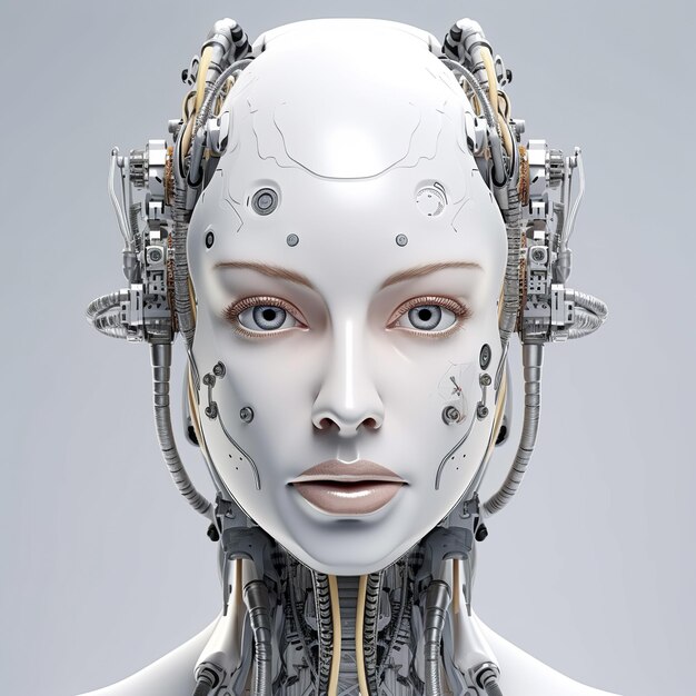 Young female robot face