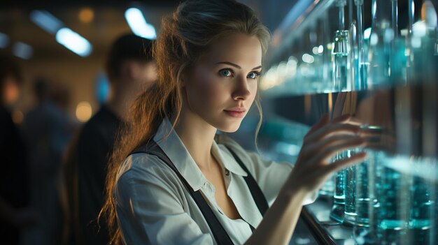 실험실에서 일하는 젊은 여성 과학자