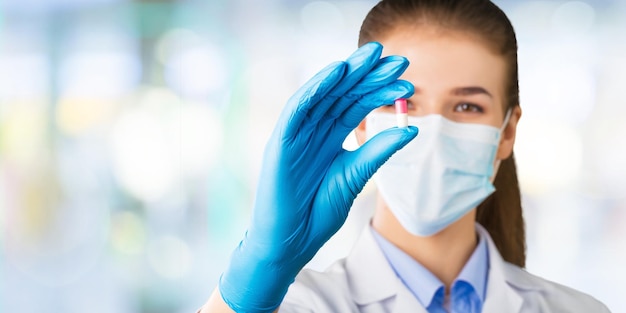 Young female scientist working