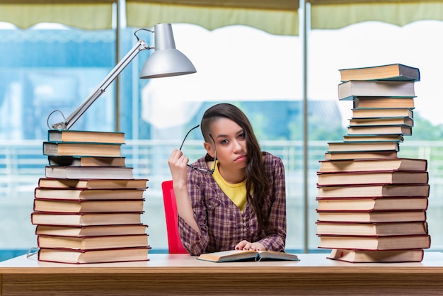 Young female student preparing for exams