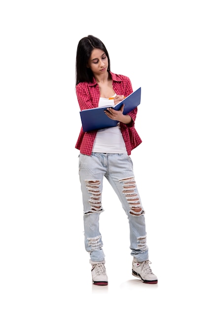 Young female student preparing for exams