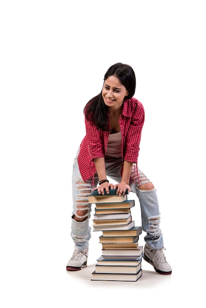 Young female student preparing for exams