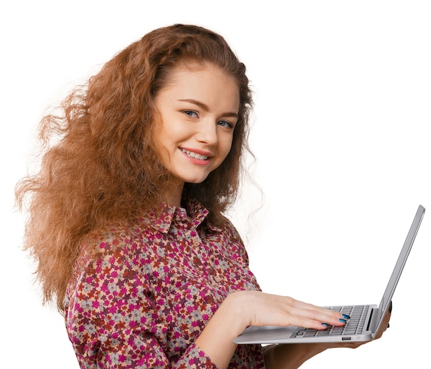 Young female working on laptop