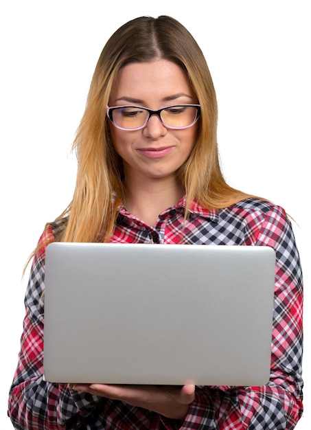 Young female working on laptop