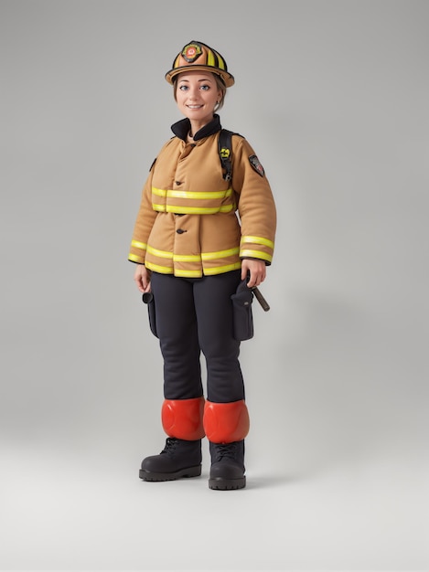 a young firefighter in a firefighter uniform