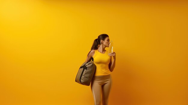 Young fit woman standing and drinking watar