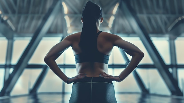 young fitness woman standing on isolated background