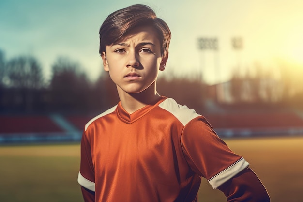 Young football player Sport field Generate Ai