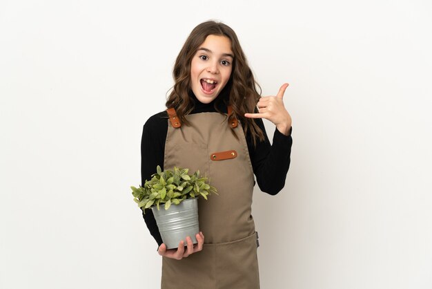 Young gardener over isolated background