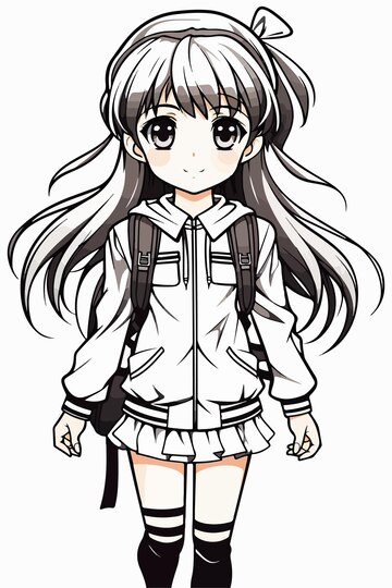 Anime Girl Drawing a Picture, Vector Coloring for Children. Cute Young Anime  Girl in Manga Comic Style.Black and White Stock Vector - Illustration of  nature, character: 273776682