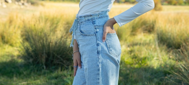 Young girl in blue jeans Lifestyle