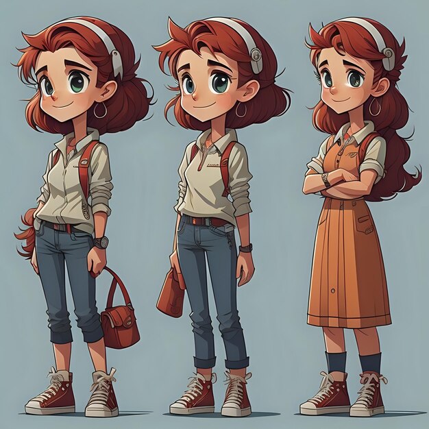 Photo young girl cartoon character