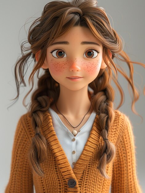 Photo a young girl cartoon character