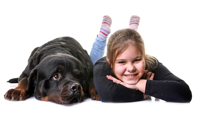 young girl and dog