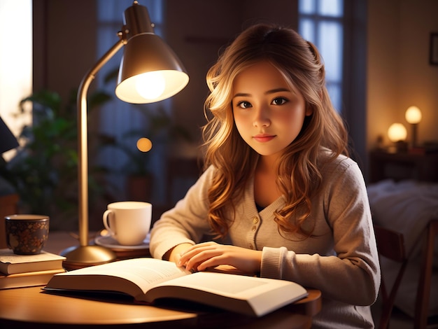 Young girl Enjoying a Book