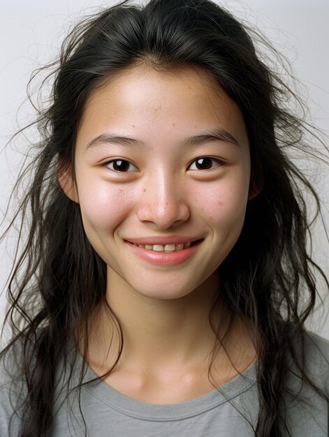 young girl face with skin detail