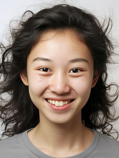 写真 若い女の子の顔と皮膚の詳細