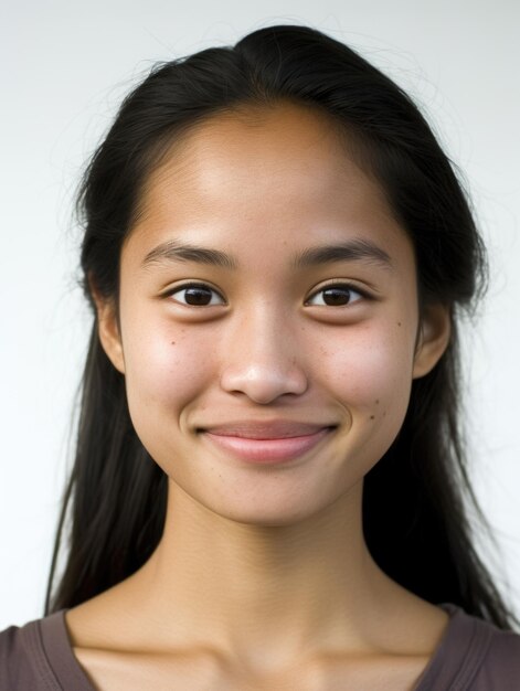 Photo young girl face with skin detail