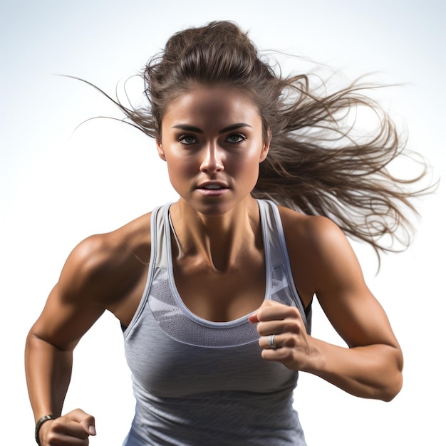 a young girl goes in for sports fitness isolated