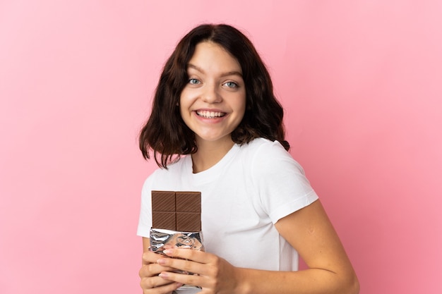 Young girl holding a chocolat