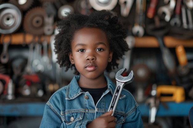 Young Girl Holding Wrench