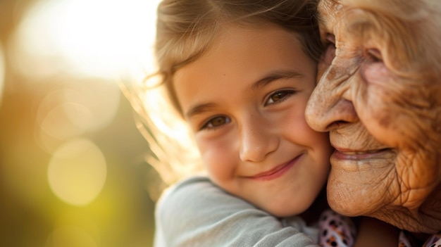 A young girl hugging an older woman in a photo ai