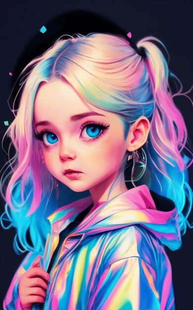 Photo young girl illustration