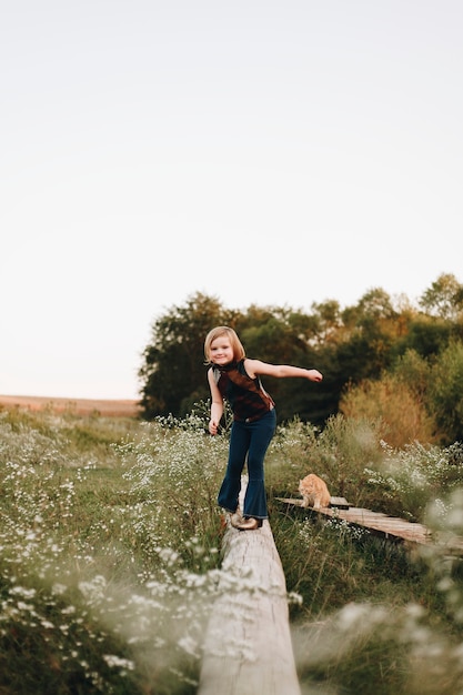 A young girl is having fun in the farm