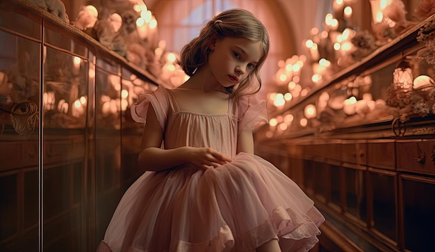 a young girl is posing in a pink ballet shoe in the style of soft atmospheric light