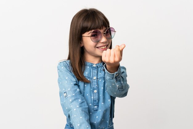 Young girl over isolated background