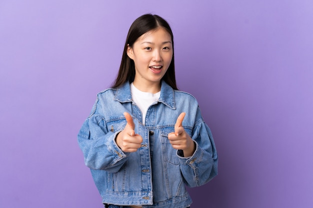 Young girl over isolated background