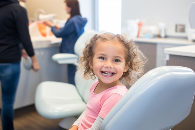 young girl kid visiting the dentist bokeh style background
