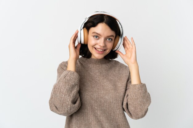 Young girl listening music