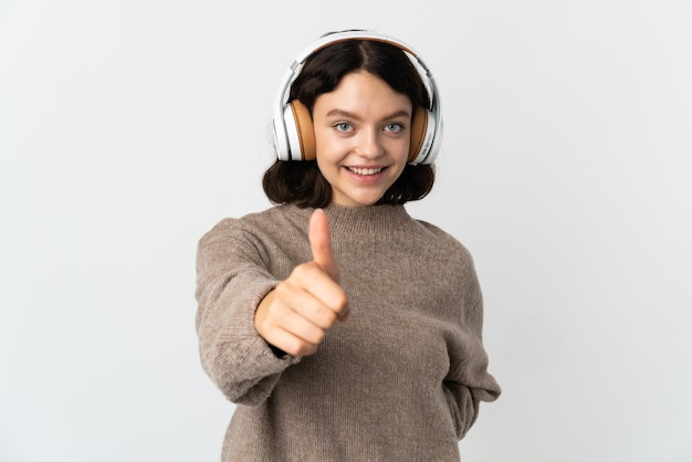 Young girl listening music