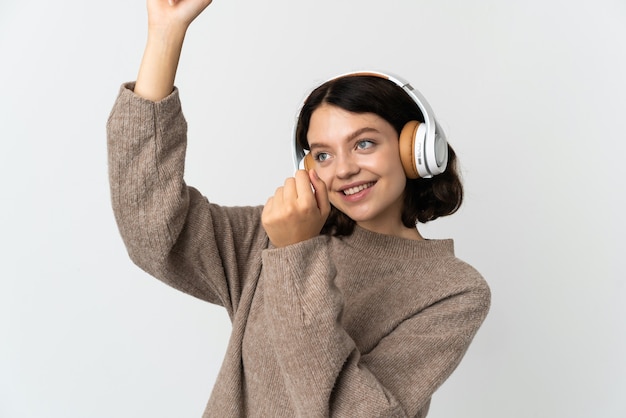 Young girl listening music