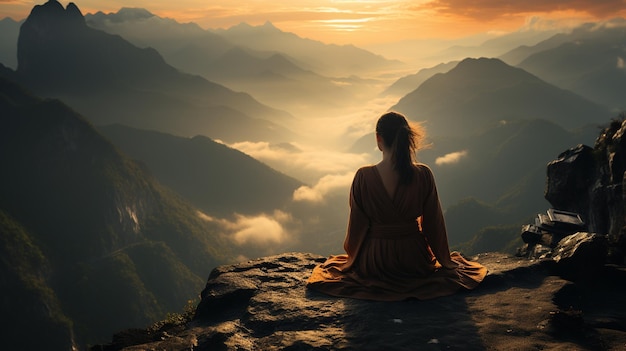 young girl in the mountains