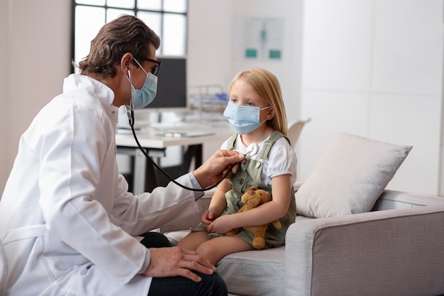 Young girl at the pediatrician's office for a physical examination