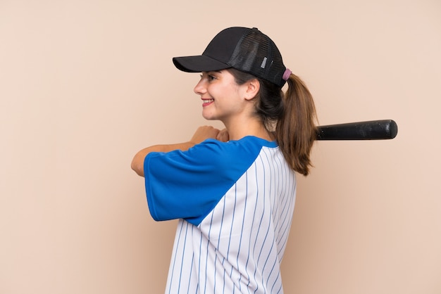 Young girl playing baseball