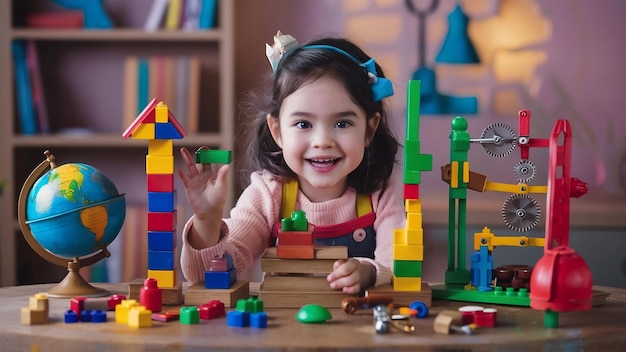 Young girl playing with educational toys