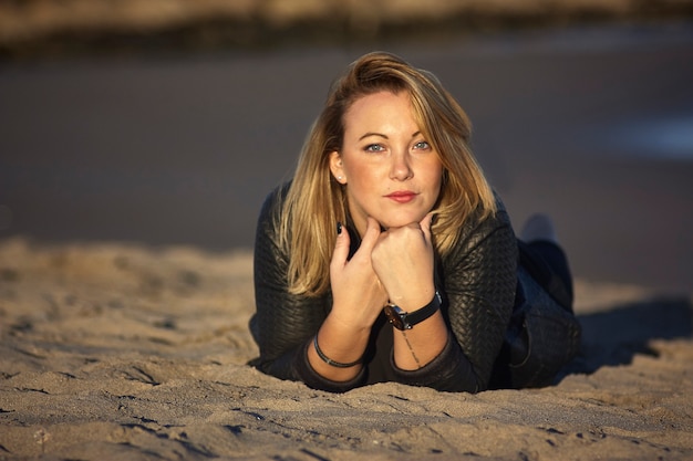 Young girl portrait in the beach 
