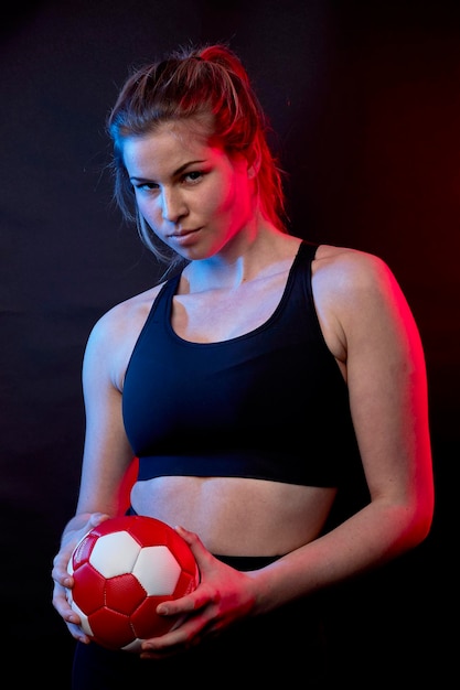 Young girl posing with fitness outfit on