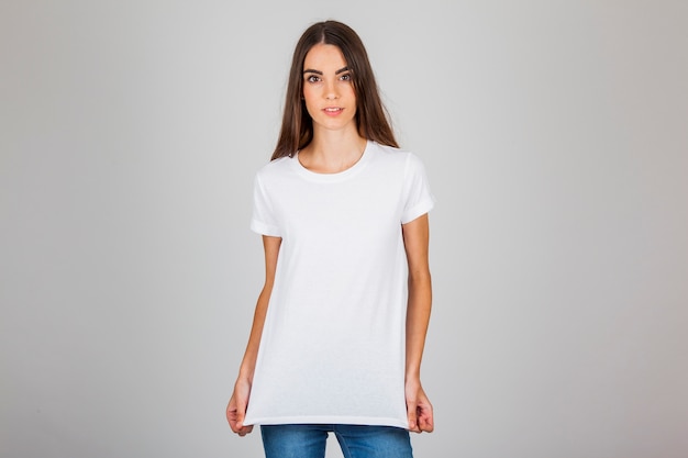 young girl posing with her t-shirt