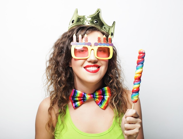 Photo young girl ready for party smile and happy