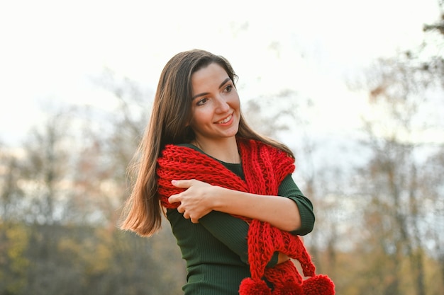 Young girl in a red scarf
