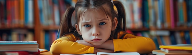 Photo a young girl rests her head on her arms