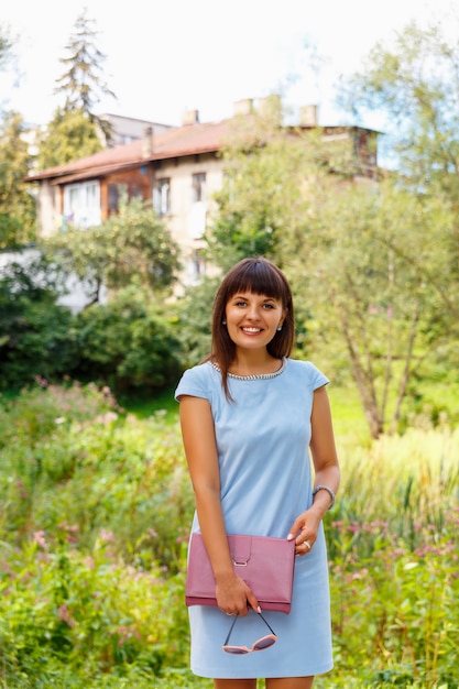 A young girl selling agent real estate