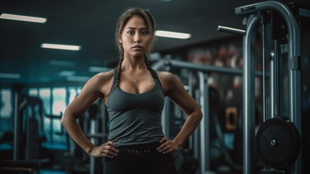 Young girl sitting in gym