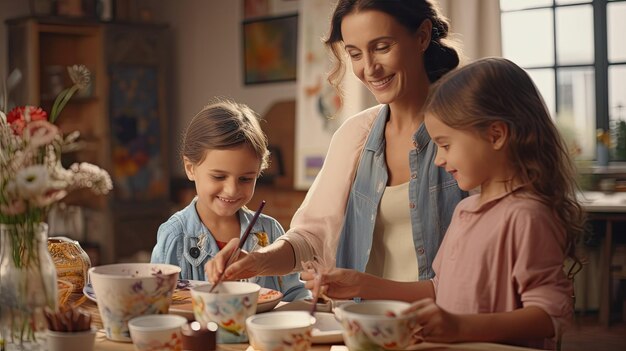 Young Girl Sitting at Table With Cupcakes Mother Day