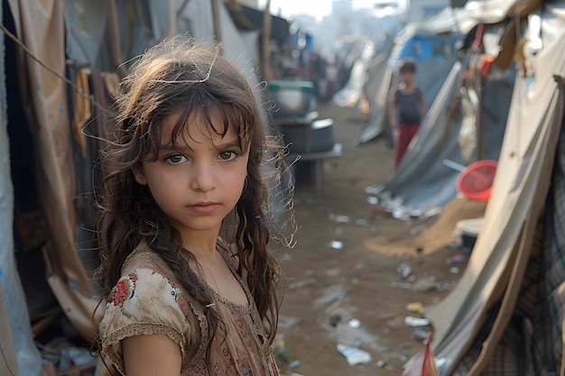 Young Girl Standing in a Dirty Alley