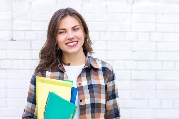 Young girl student smiling